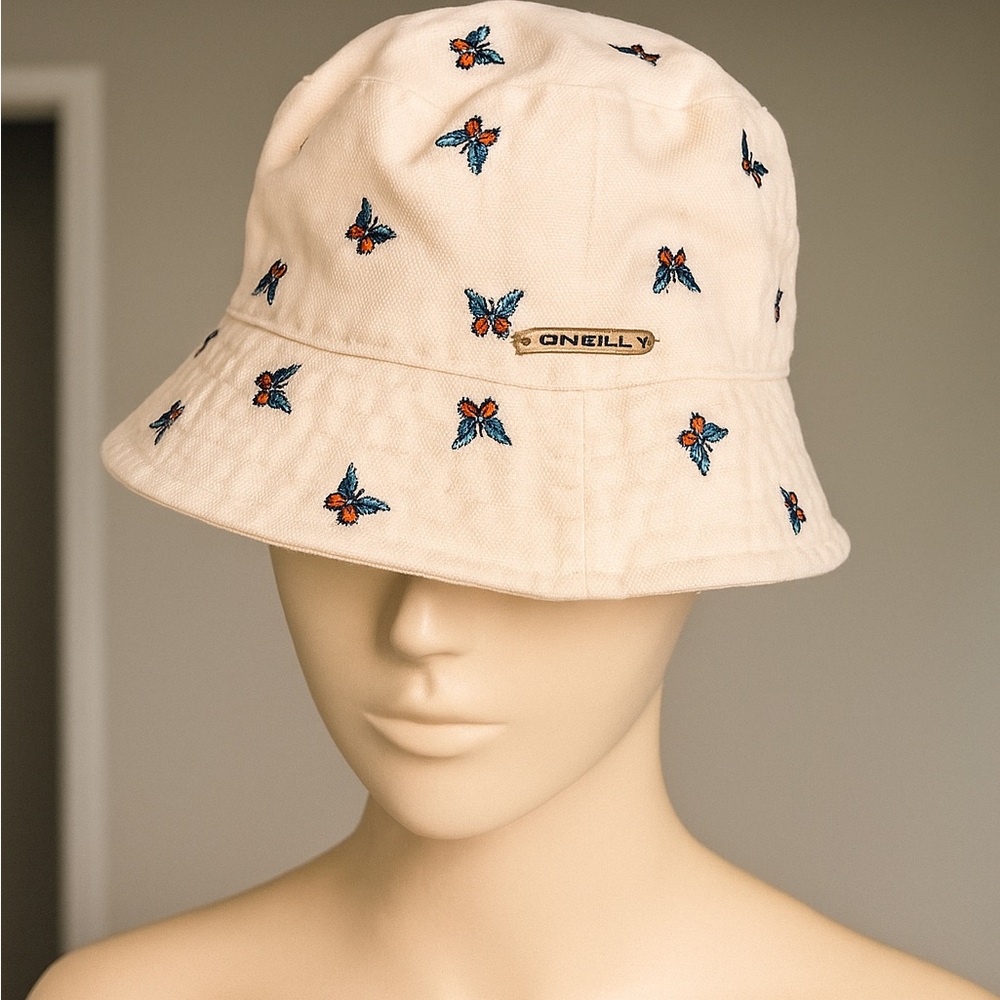 O'Neill Beige Bucket Hat with Butterfly Design